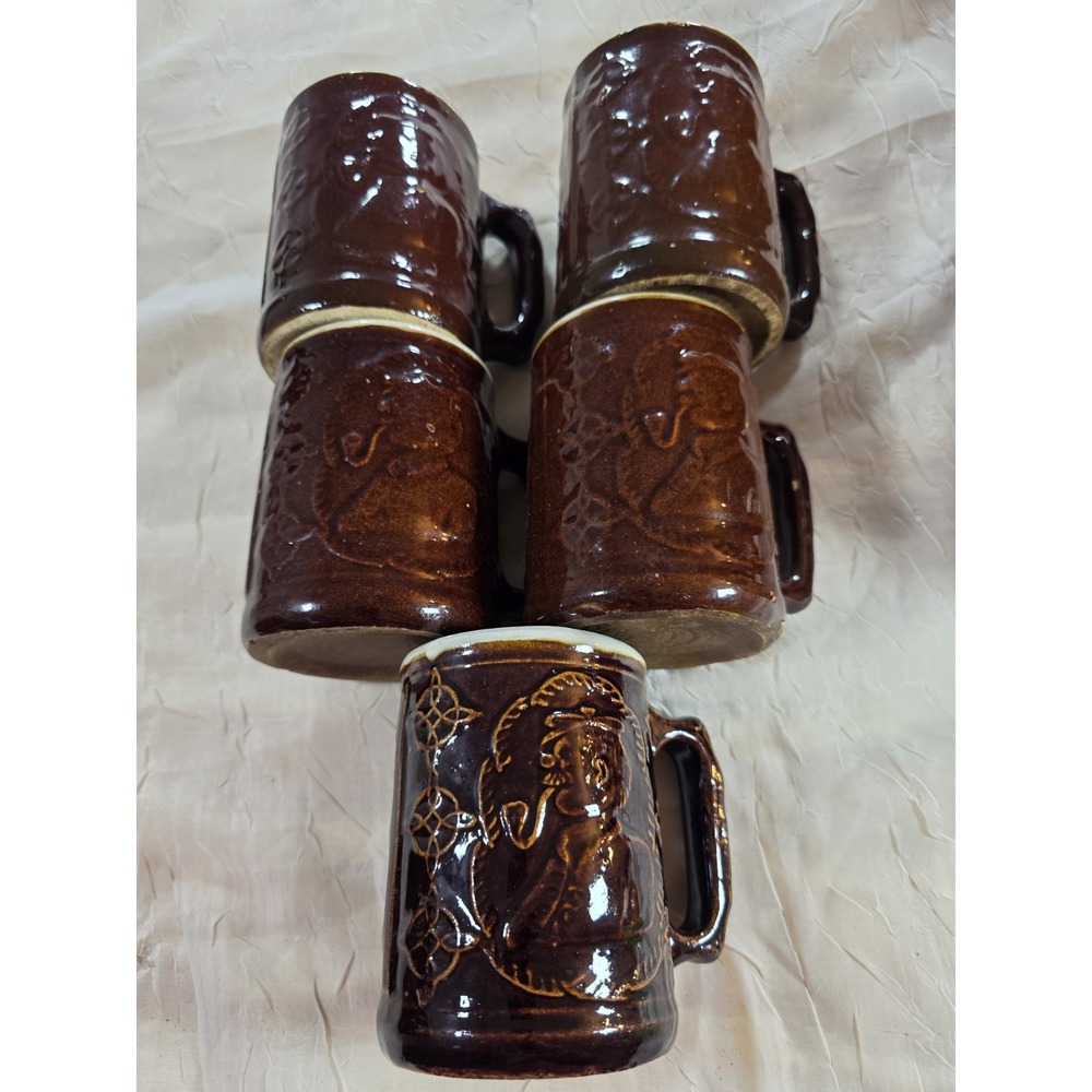Crooksville O Burley Winter Pottery Company Set of 5 Mugs- Vintage